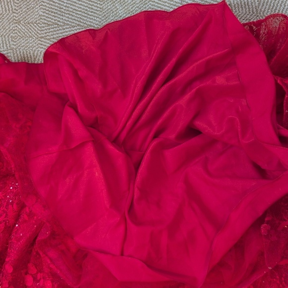 Morrell Maxi Red Lace Corset Dress Rhinestones Cami Straps Prom Hoco Formal 10 - Picture 12 of 15